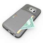 Wholesale Samsung Galaxy S6 Edge Credit Card Fiber Hybrid Case (Gray)